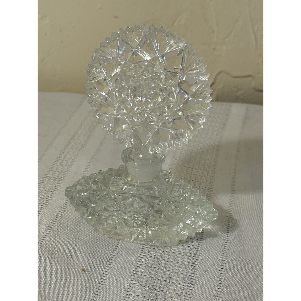 VTG Morlee Creations Czech Perfume Bottle Bohemian Crystal Glass Hand Cut MCM